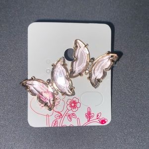 Pink butterfly earrings large
